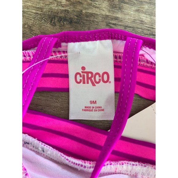 Circo infant baby 2 piece Swimsuit Purple stripes Fuchsia, bikini with flower - Picture 5 of 6